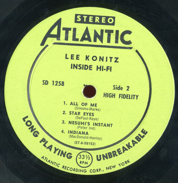 Lee Konitz : Inside Hi-Fi (LP, Album)