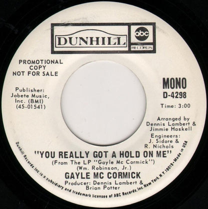 Gayle McCormick : You Really Got A Hold On Me (7", Mono, Promo)