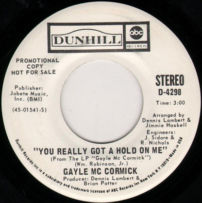 Gayle McCormick : You Really Got A Hold On Me (7", Mono, Promo)