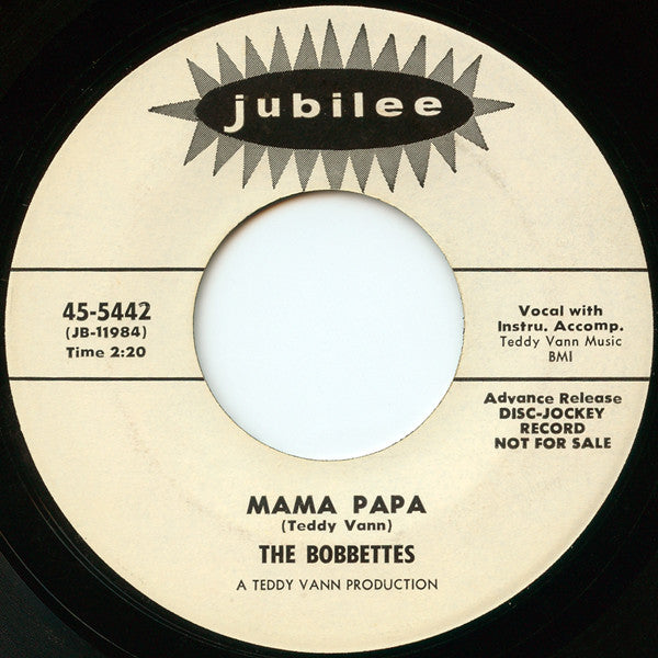 The Bobbettes : The Broken Heart / Mama Papa (7", Single, Promo)