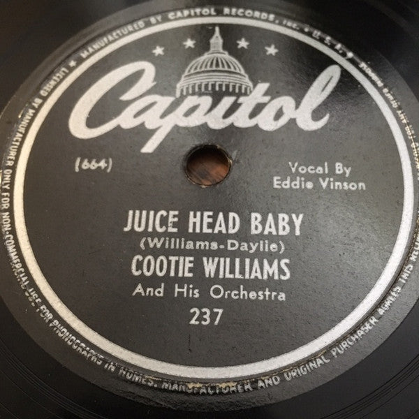 Cootie Williams And His Orchestra : Juice Head Baby / Salt Lake City Bounce (Shellac, 10")