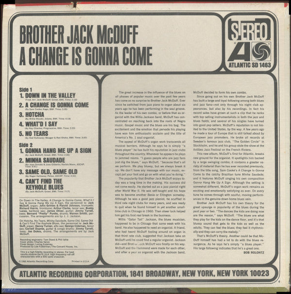 Brother Jack McDuff : A Change Is Gonna Come (LP)