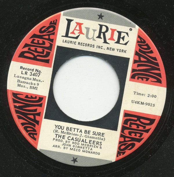 The Casualeers : You Betta Be Sure / Open Your Eyes (7", Promo)