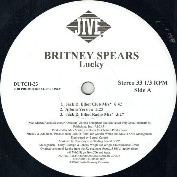 Britney Spears : Lucky (12", Promo)