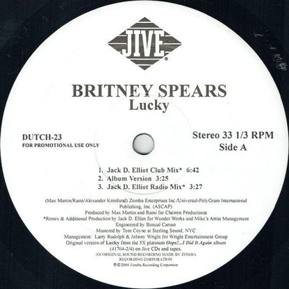 Britney Spears : Lucky (12", Promo)