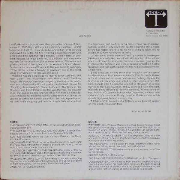 Leo Kottke : 6- And 12-String Guitar (LP, Album, RP)
