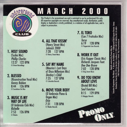 Various : Promo Only Underground Club March 2000 (CD, Comp, Promo)