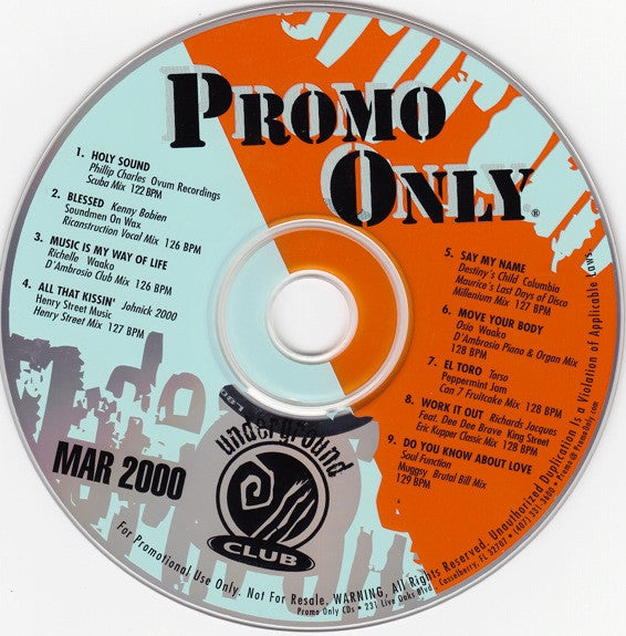 Various : Promo Only Underground Club March 2000 (CD, Comp, Promo)