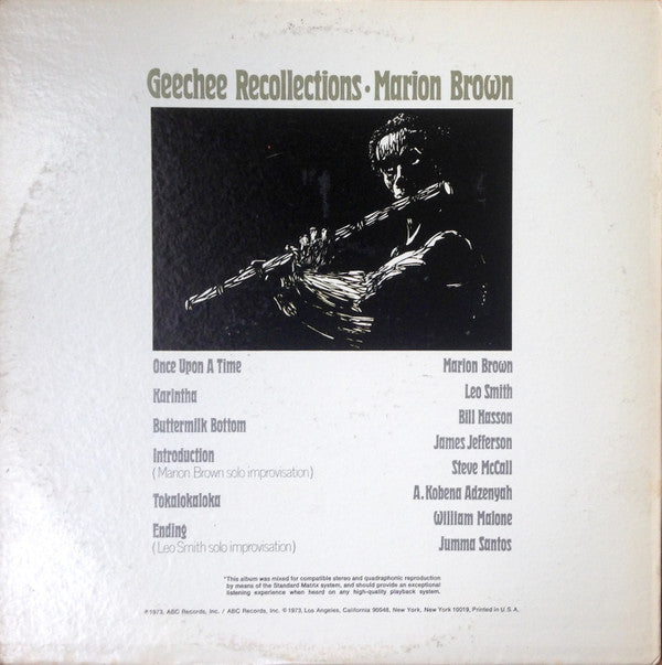 Marion Brown : Geechee Recollections (LP, Album, Quad)