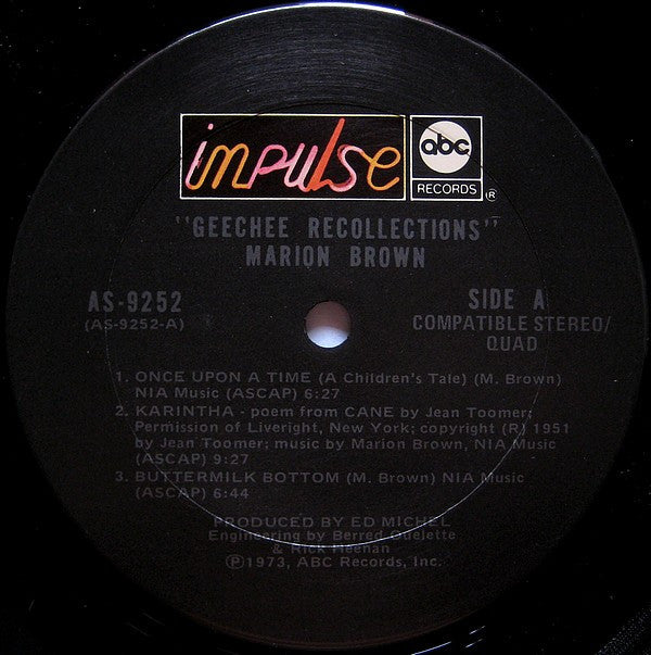 Marion Brown : Geechee Recollections (LP, Album, Quad)