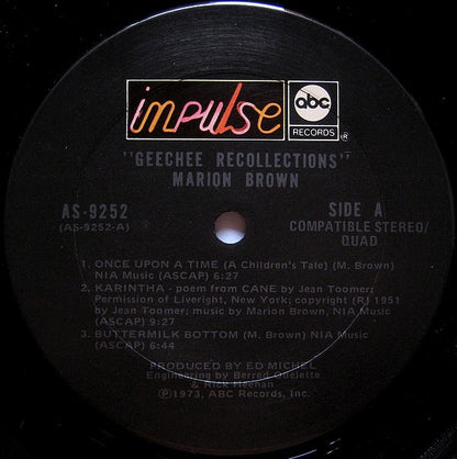 Marion Brown : Geechee Recollections (LP, Album, Quad)