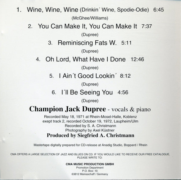 Champion Jack Dupree : Oh Lord, What Have I Done? (CD, Album, RE)