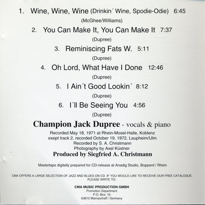 Champion Jack Dupree : Oh Lord, What Have I Done? (CD, Album, RE)