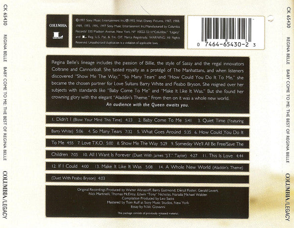 Regina Belle : Baby Come To Me: The Best Of Regina Belle (CD, Comp, RM)