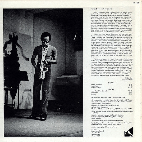 Marion Brown : Solo Saxophone (LP, Album)