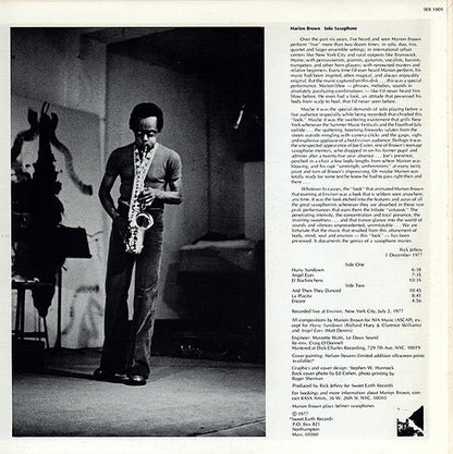 Marion Brown : Solo Saxophone (LP, Album)