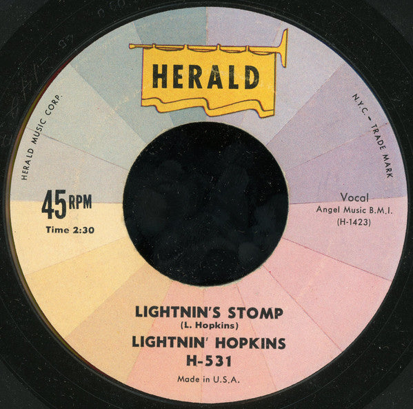 Lightnin' Hopkins : Lightnin's Stomp / Hear Me Talkin' (7", RE)