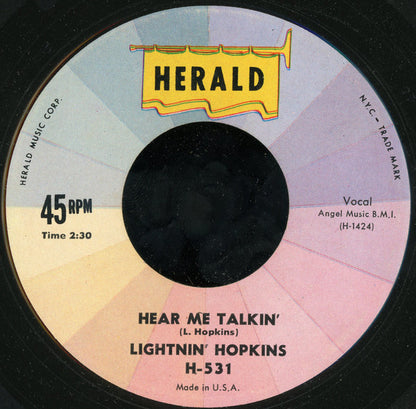 Lightnin' Hopkins : Lightnin's Stomp / Hear Me Talkin' (7", RE)