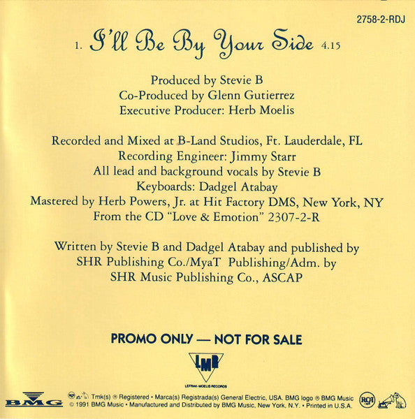 Stevie B : I'll Be By Your Side (CD, Single, Promo)