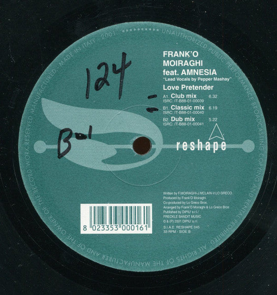 Frank 'O Moiraghi Feat. Amnesia (5) : Love Pretender (12")