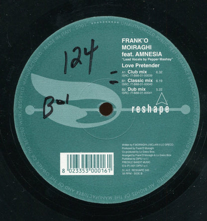 Frank 'O Moiraghi Feat. Amnesia (5) : Love Pretender (12")