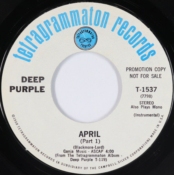 Deep Purple : Hallelujah (I Am The Preacher) (7", Single, Promo, Styrene)