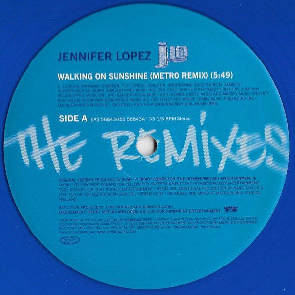 Jennifer Lopez : Walking On Sunshine (Metro Remix) / Let's Get Loud (Pablo Flores Remix) (12", Promo, Tra)