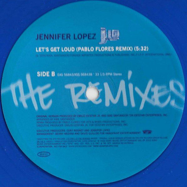 Jennifer Lopez : Walking On Sunshine (Metro Remix) / Let's Get Loud (Pablo Flores Remix) (12", Promo, Tra)