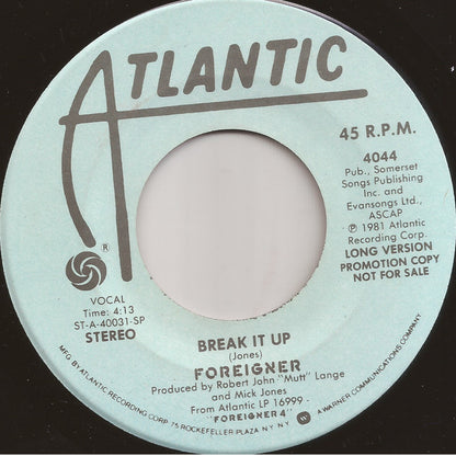 Foreigner : Break It Up (7", Single, Promo, SP )