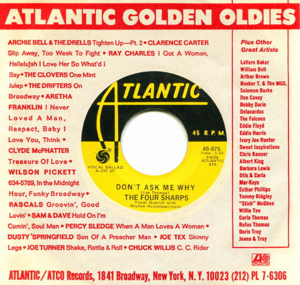 The Four Sharps (3) : Don't Ask Me Why  /  I Can Hardly Wait (7", Single, RE)