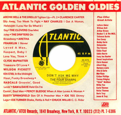 The Four Sharps (3) : Don't Ask Me Why  /  I Can Hardly Wait (7", Single, RE)