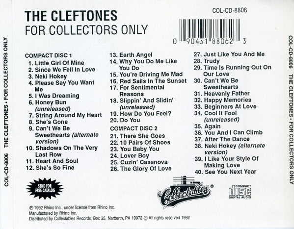 The Cleftones : For Collectors Only (2xCD, Comp)