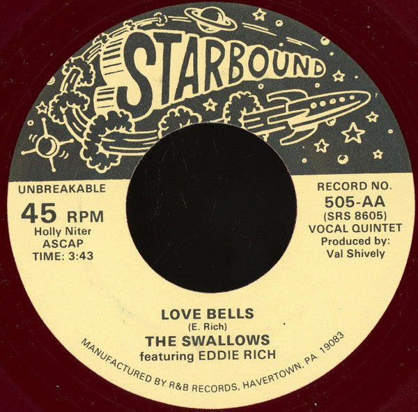 The Swallows, Eddie Rich (7) : Love Bells (7", Red)