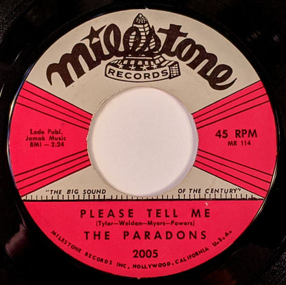The Paradons : Bells Ring / Please Tell Me  (7", Single, Styrene)