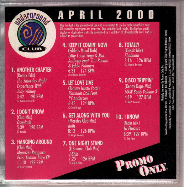 Various : Promo Only Underground Club April 2000 (CD, Comp, Promo)
