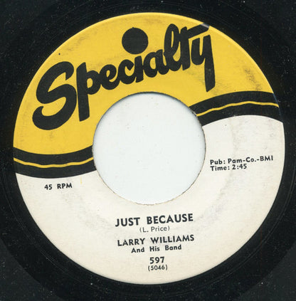 Larry Williams And His Band : Let Me Tell You, Baby / Just Because (7", Single, RE)