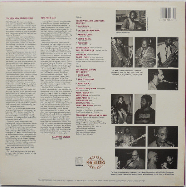 The New Orleans Saxophone Ensemble, The Improvisational Arts Quintet : The New New Orleans Music: New Music Jazz (LP, Album)