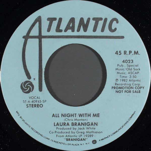 Laura Branigan : All Night With Me (7", Single, Mono, Promo, SP )