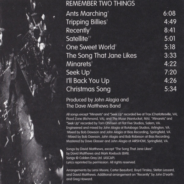 Dave Matthews Band : Remember Two Things (CD, Album, RE)