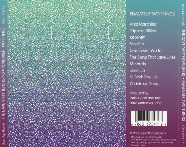 Dave Matthews Band : Remember Two Things (CD, Album, RE)