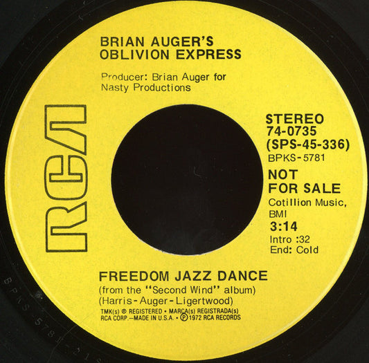 Brian Auger's Oblivion Express : Freedom Jazz Dance (7", Promo)
