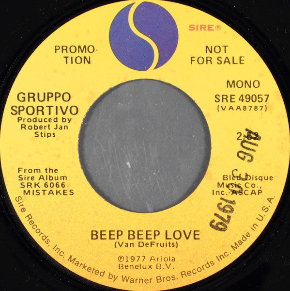 Gruppo Sportivo : Beep Beep Love (7", Mono, Promo)