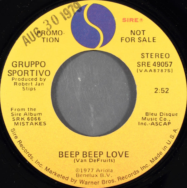 Gruppo Sportivo : Beep Beep Love (7", Mono, Promo)