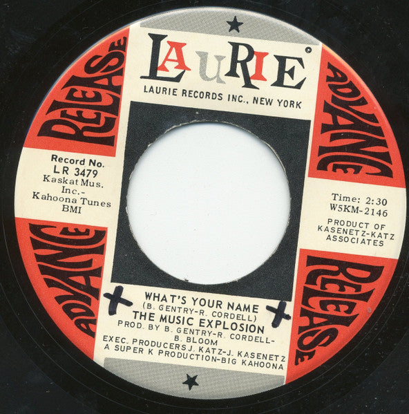 The Music Explosion : What's Your Name / Call Me Anything (7", Single, Promo)