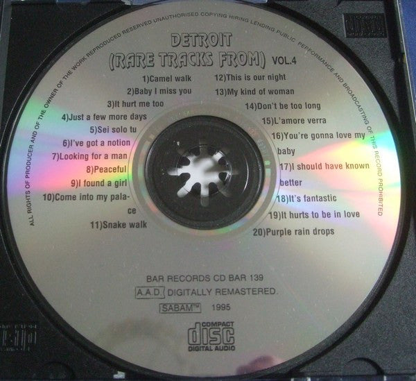 Various : Detroit (Rare Tracks From) Vol.4 (CD, Comp, Ltd, Unofficial)