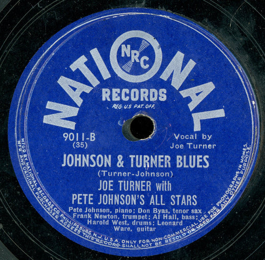 Big Joe Turner With Pete Johnson's All-Stars : Watch That Jive / Johnson & Turner Blues (Shellac, 10")