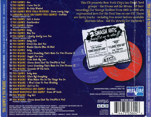 The Crows & The Wrens (2) : Strictly For The Birds : The Rama & Gee Recordings 1953-56 (CD, Comp)