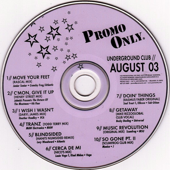 Various : Promo Only Underground Club August 2003 (CD, Comp, Promo)
