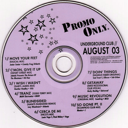 Various : Promo Only Underground Club August 2003 (CD, Comp, Promo)