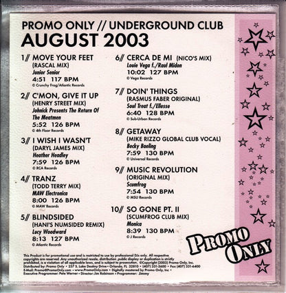 Various : Promo Only Underground Club August 2003 (CD, Comp, Promo)